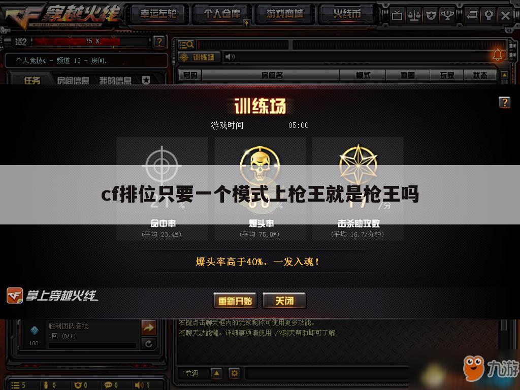 cf排位只要一个模式上枪王就是枪王吗