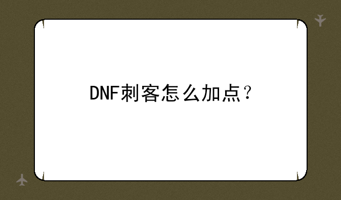 DNF刺客怎么加点？