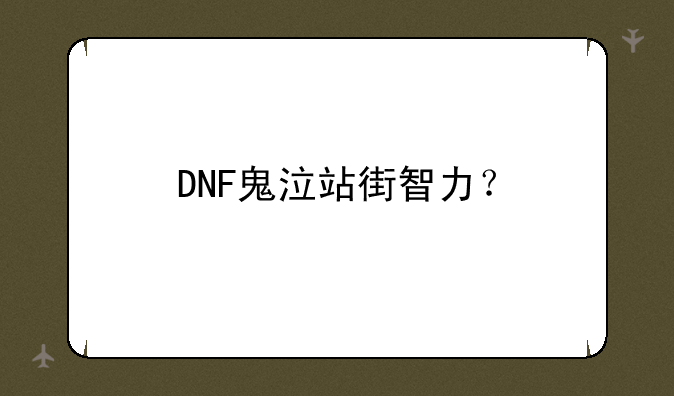 DNF鬼泣站街智力？