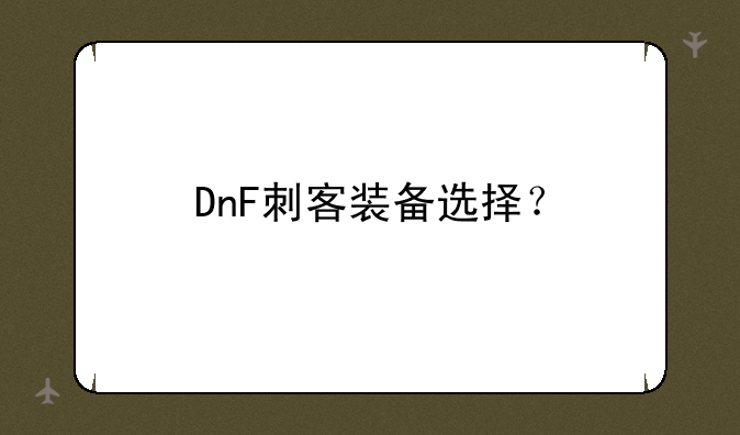 DnF刺客装备选择？