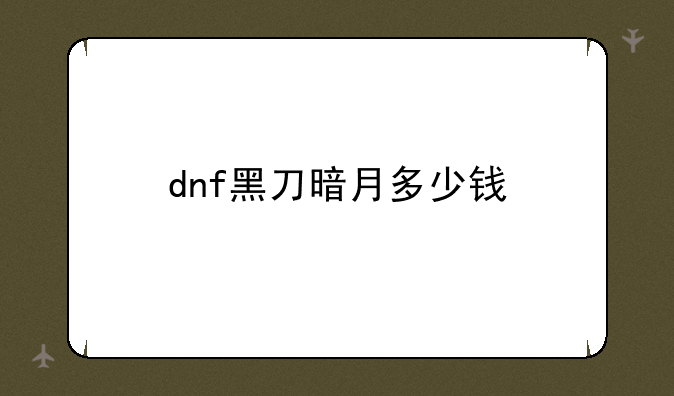 dnf黑刀暗月多少钱
