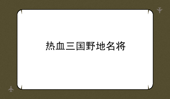 热血三国野地名将