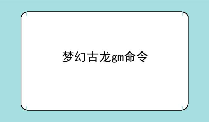 梦幻古龙gm命令