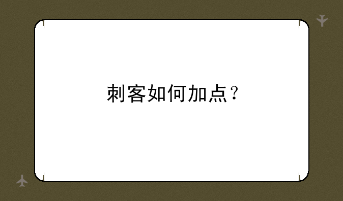 刺客如何加点？
