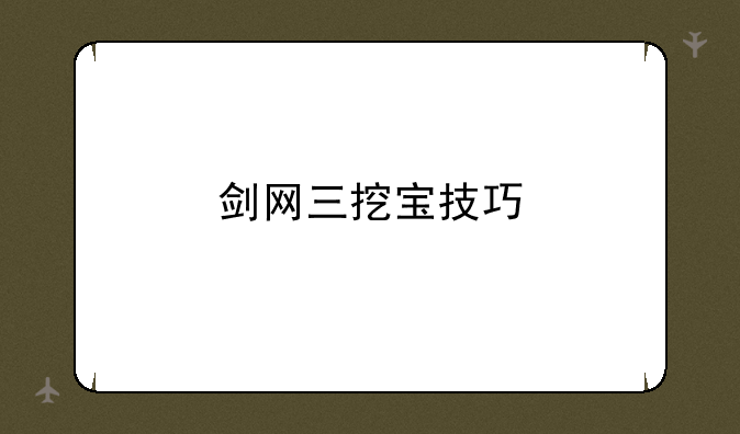 剑网三挖宝技巧