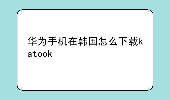 华为手机在韩国怎么下载katook