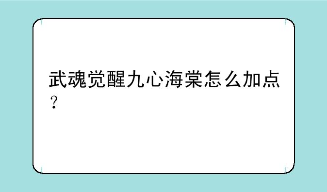 武魂觉醒九心海棠怎么加点？