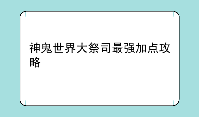 神鬼世界大祭司最强加点攻略