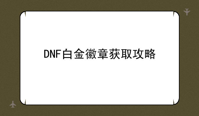 DNF白金徽章获取攻略