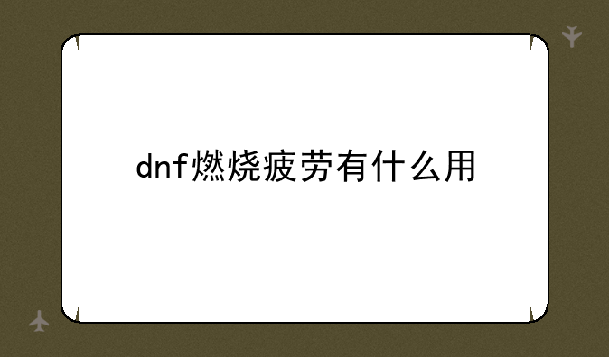 dnf燃烧疲劳有什么用