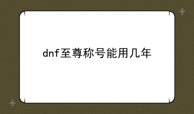 dnf至尊称号能用几年