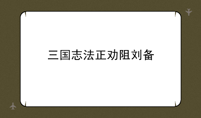 三国志法正劝阻刘备