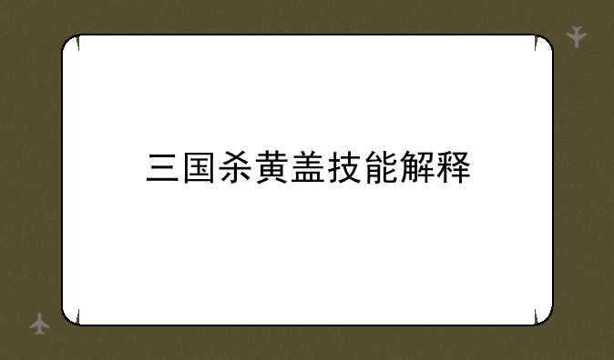 三国杀黄盖技能解释