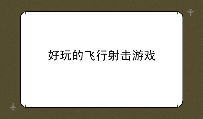 好玩的飞行射击游戏