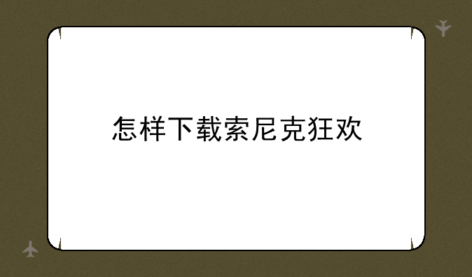 怎样下载索尼克狂欢