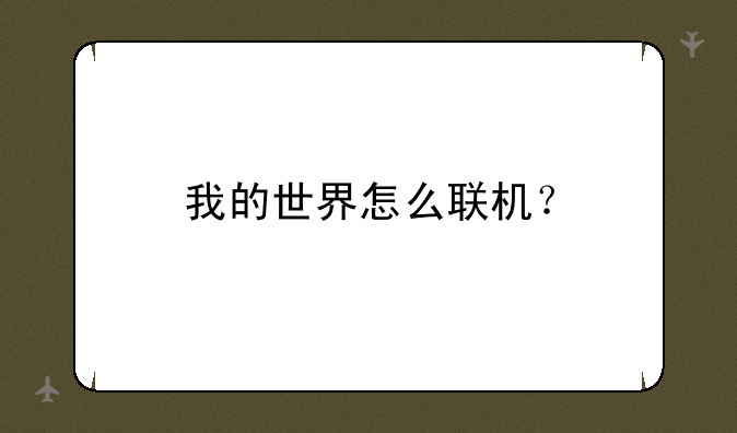 我的世界怎么联机？