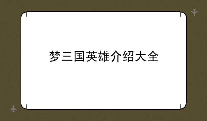 梦三国英雄介绍大全