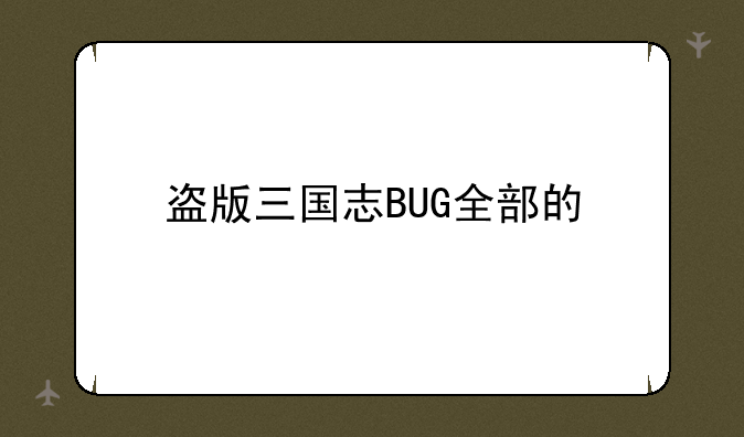 盗版三国志BUG全部的