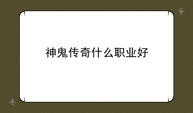 神鬼传奇什么职业好