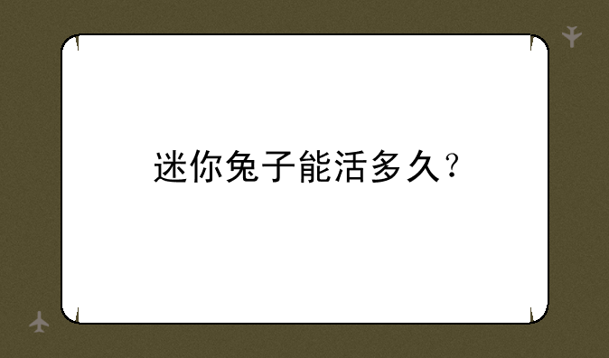 迷你兔子能活多久？