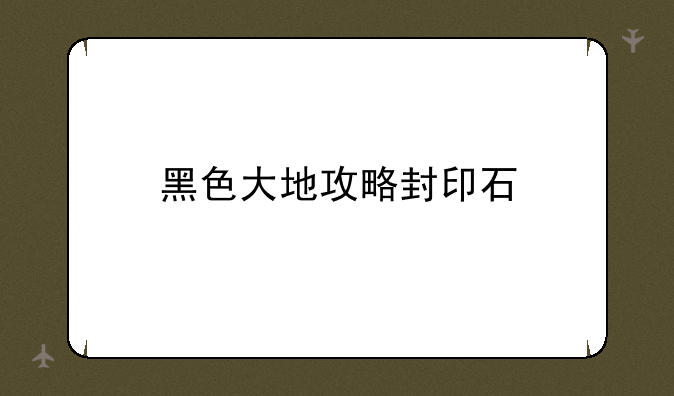 黑色大地攻略封印石