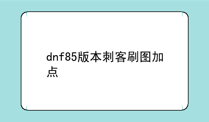 dnf85版本刺客刷图加点