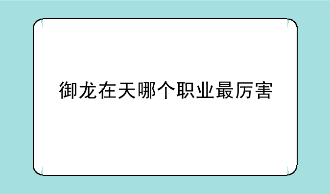 御龙在天哪个职业最厉害