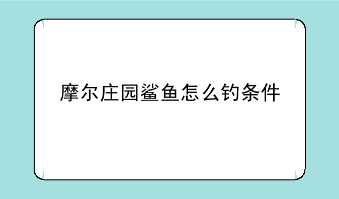 摩尔庄园鲨鱼怎么钓条件