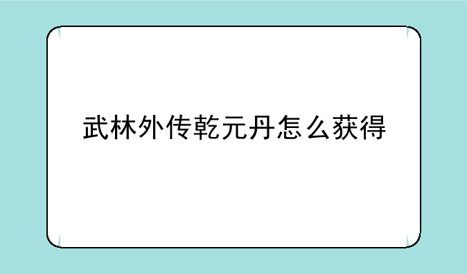 武林外传乾元丹怎么获得