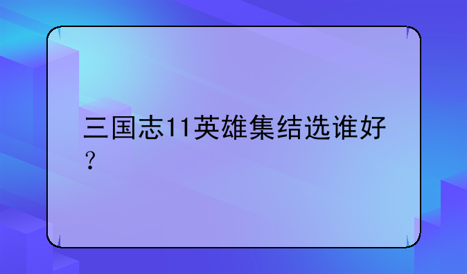 三国志11英雄集结选谁好？