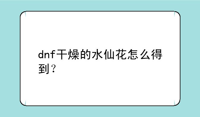 dnf干燥的水仙花怎么得到？