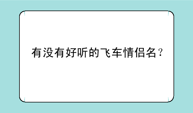 有没有好听的飞车情侣名？