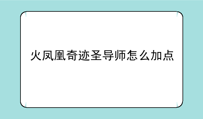 火凤凰奇迹圣导师怎么加点