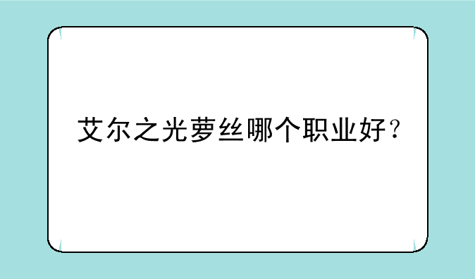 艾尔之光萝丝哪个职业好？