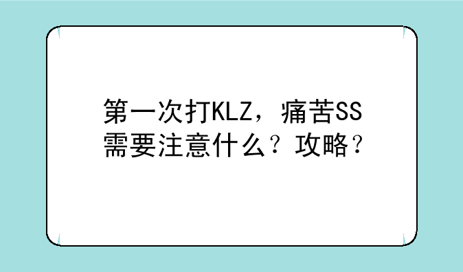 第一次打KLZ，痛苦SS需要注意什么？攻略？