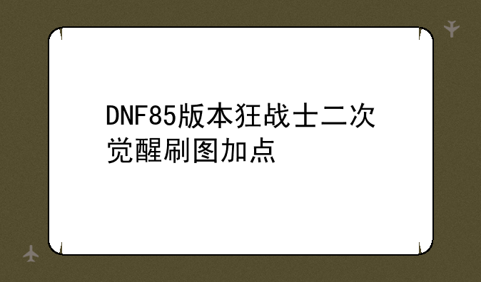 DNF85版本狂战士二次觉醒刷图加点