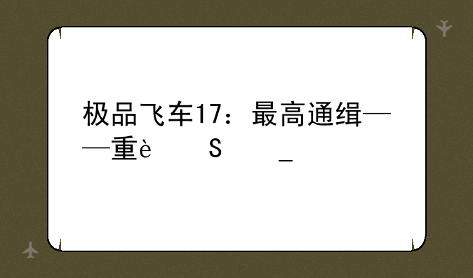 极品飞车17：最高通缉——重返街头