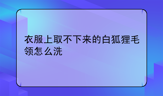 衣服上取不下来的白狐狸毛领怎么洗