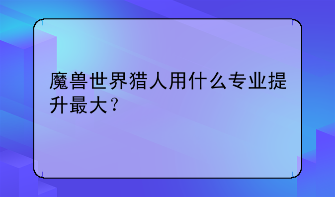 魔兽世界猎人用什么专业提升最大？