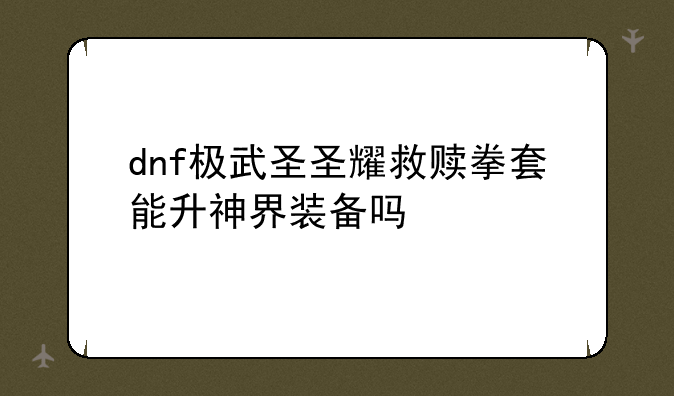 dnf极武圣圣耀救赎拳套能升神界装备吗