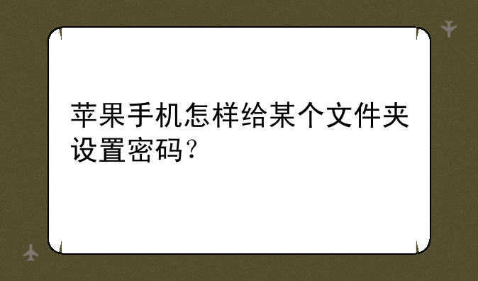 苹果手机怎样给某个文件夹设置密码？