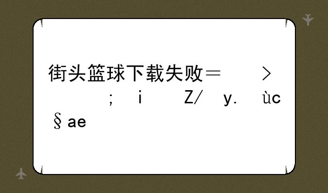 街头篮球下载失败？可能是这些原因！