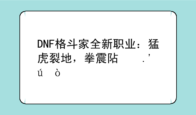 DNF格斗家全新职业：猛虎裂地，拳震阿拉德！