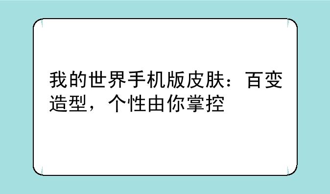 我的世界手机版皮肤：百变造型，个性由你掌控