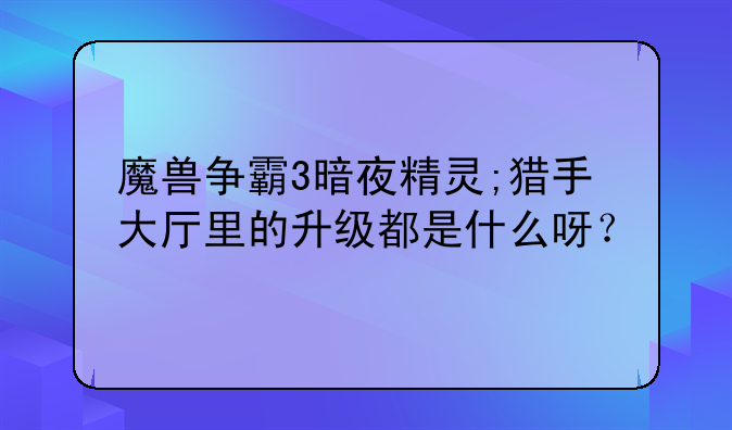 魔兽争霸3暗夜精灵;猎手大厅里的升级都是什么呀？