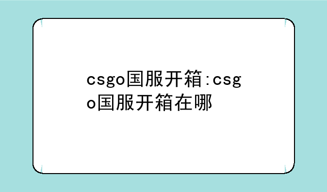 csgo国服开箱:csgo国服开箱在哪