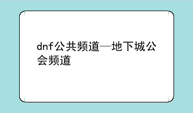 dnf公共频道—地下城公会频道
