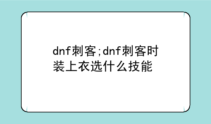 dnf刺客;dnf刺客时装上衣选什么技能