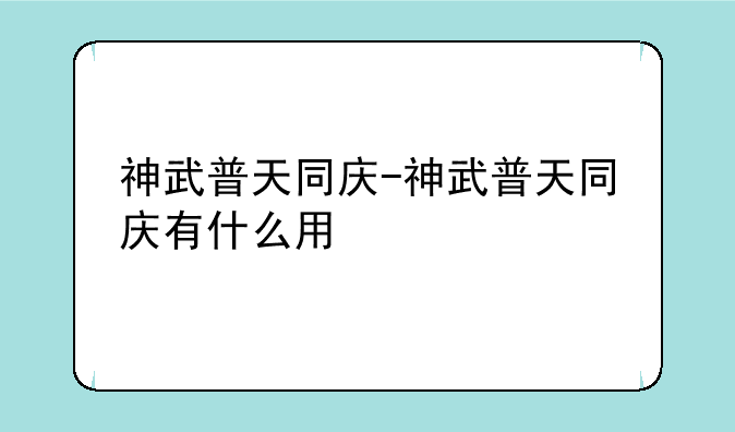 神武普天同庆-神武普天同庆有什么用