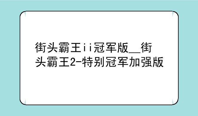 街头霸王ii冠军版__街头霸王2-特别冠军加强版